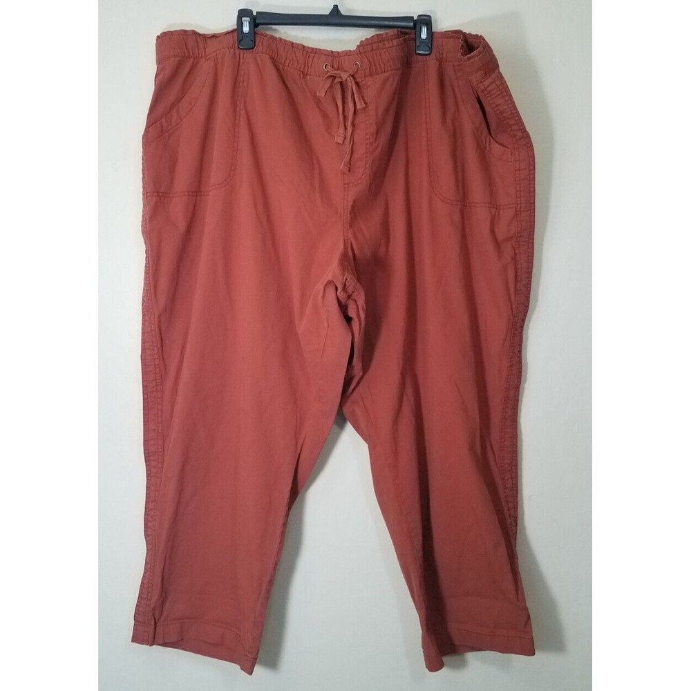 Sonoma Pull-on Capri Pants High Rise Utility Women size 4X Terracotta Orange NEW